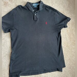 Ralph Lauren Men's Black Polo Shirt with Red Logo size Large